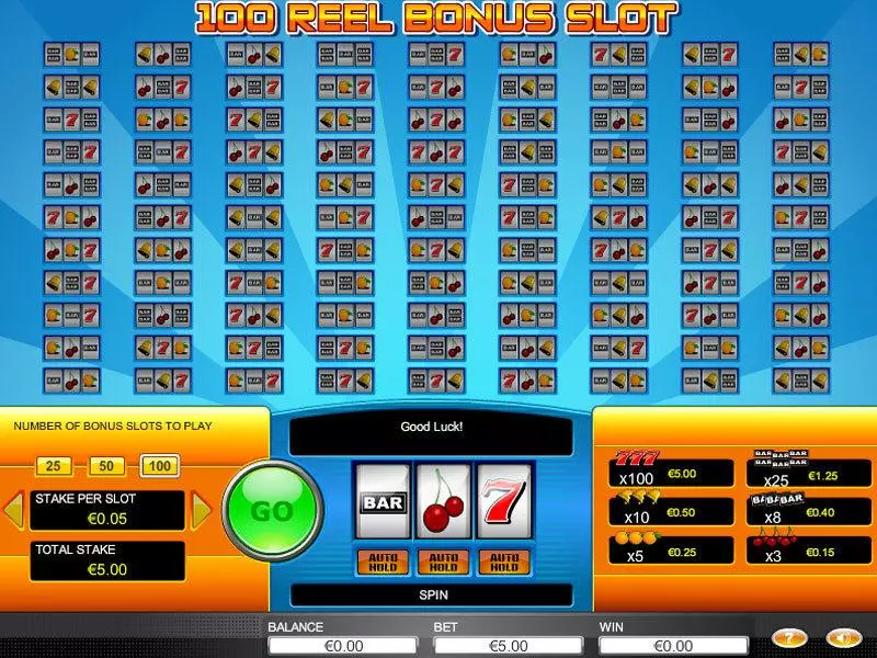 100 Reel Bonus GTECH Slot Main Screen Reels