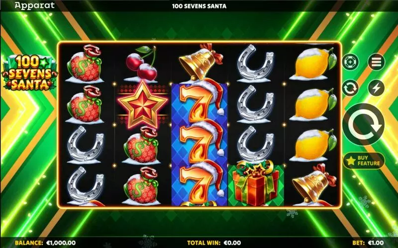 100 Sevens Santa Apparat Gaming Slot Main Screen Reels