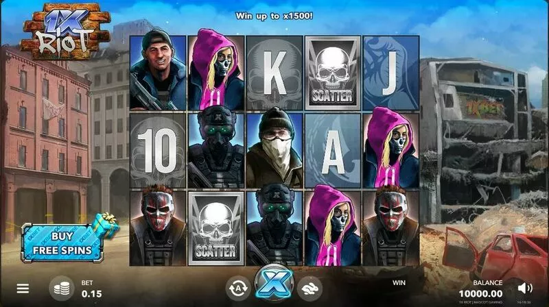 1X Riot Mascot Gaming Slot Main Screen Reels