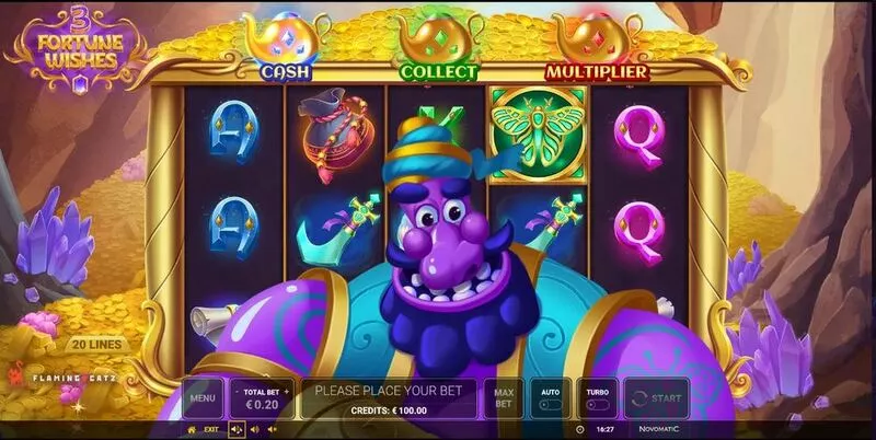 3 Fortune Wishes NetEnt Slot Main Screen Reels