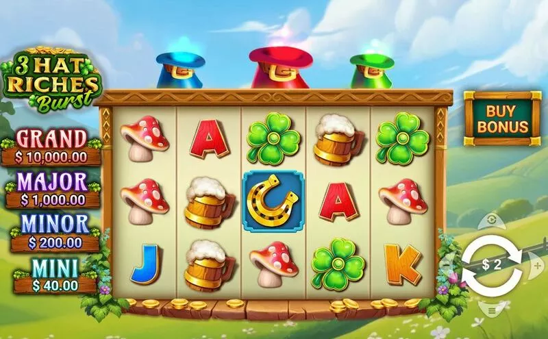 3 Hat Riches Burst Wizard Games Slot Main Screen Reels