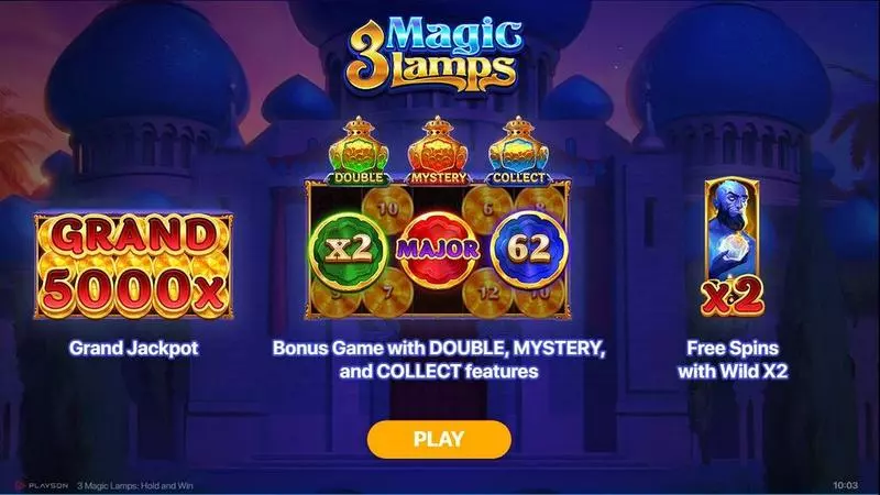 3 Magic Lamps Playson Slot Info and Rules