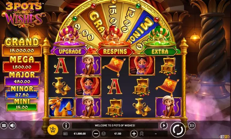 3 Pots of Wishes BetSoft Slot Main Screen Reels