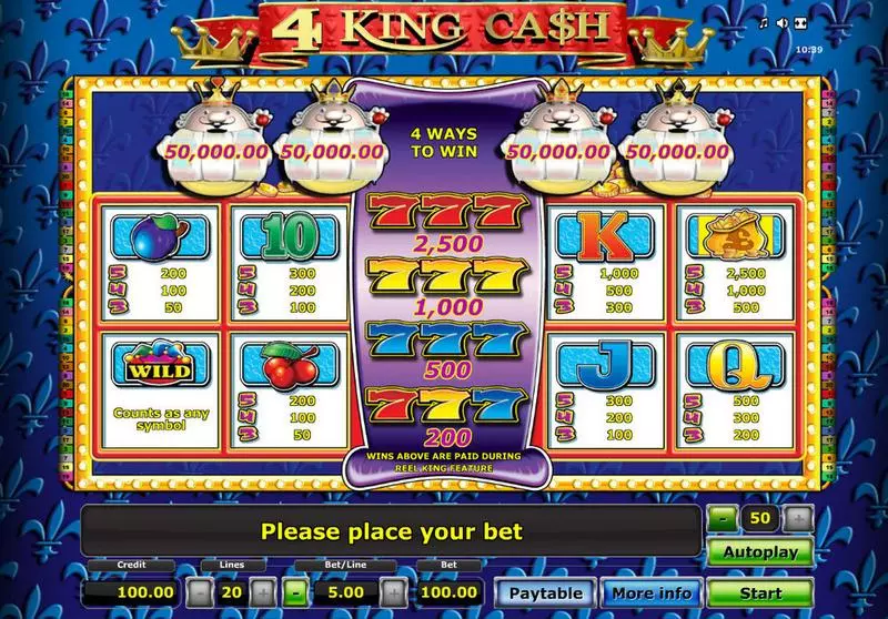 4 King Ca$h Novomatic Slot Info and Rules