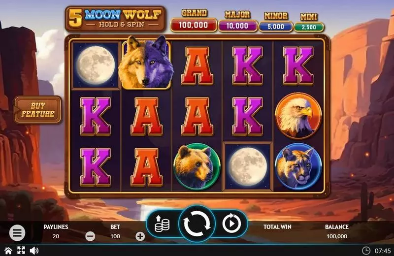 5 Moon Woolf Apparat Gaming Slot Main Screen Reels