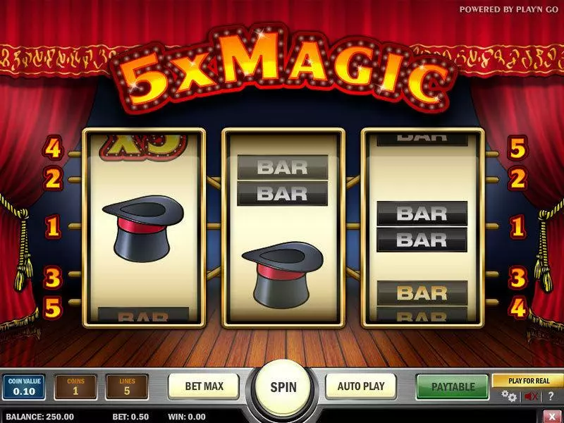 5x Magic Play'n GO Slot Main Screen Reels