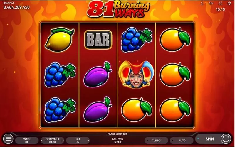 81 Burning Ways Endorphina Slot Main Screen Reels
