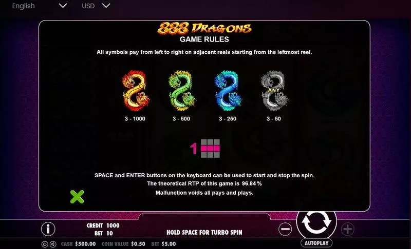 888 Dragons Pragmatic Play Slot Info and Rules