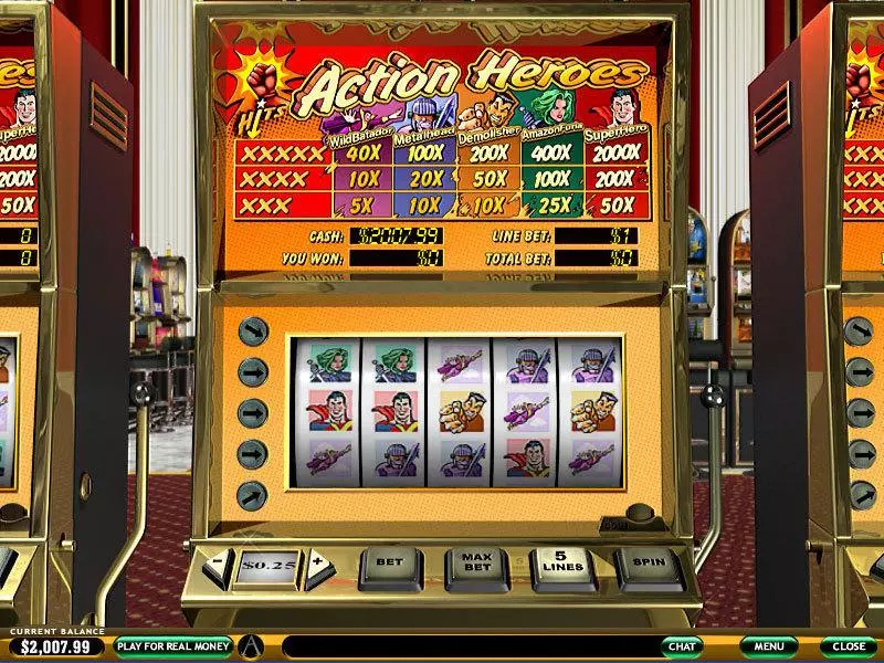 Action Heroes PlayTech Slot Main Screen Reels