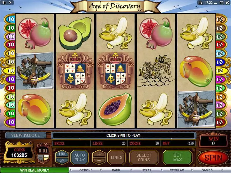 Age of Discovery Microgaming Slot Main Screen Reels