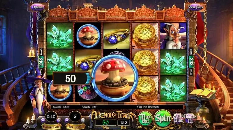 Alkemor's Tower BetSoft Slot Introduction Screen