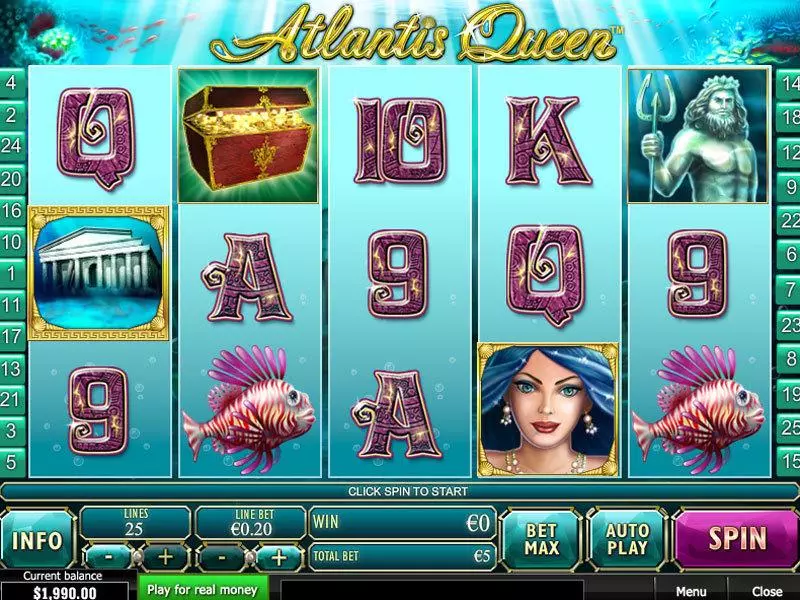 Atlantis Queen PlayTech Slot Main Screen Reels