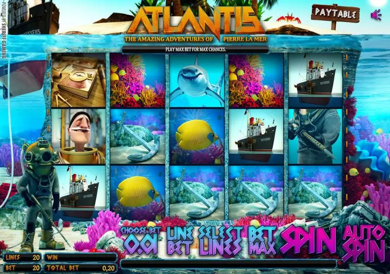 Atlantis Sheriff Gaming Slot Main Screen Reels