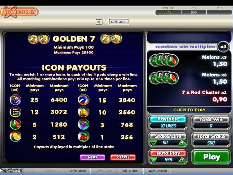 Atomic Fruit bwin.party Slot Info and Rules