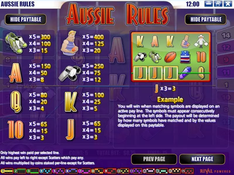 Aussie Rules Rival Slot Info and Rules