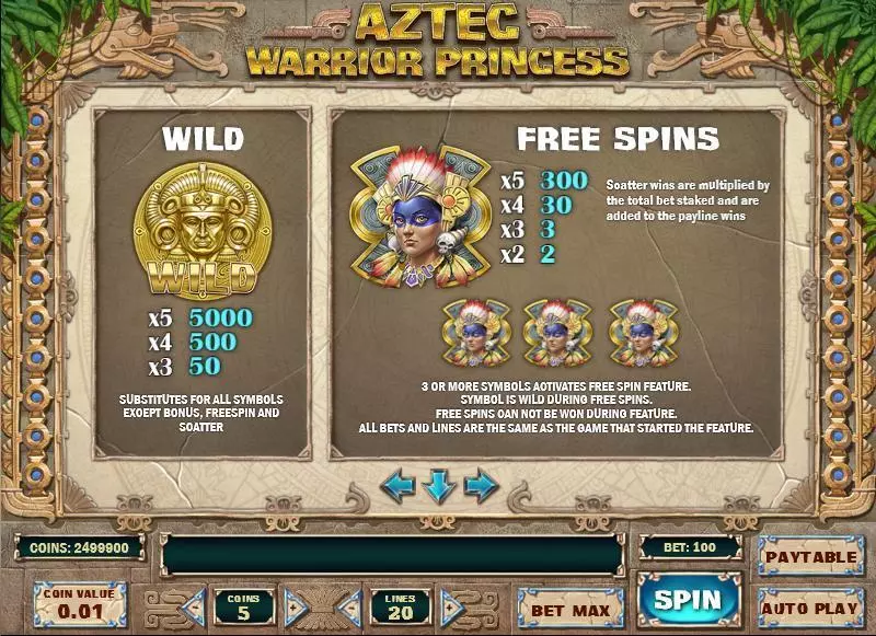 Aztec Warrior Princess Play'n GO Slot Info and Rules