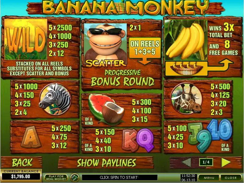 Banana Monkey PlayTech Slot Info and Rules