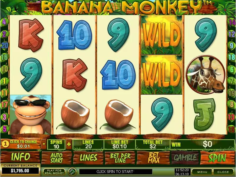 Banana Monkey PlayTech Slot Main Screen Reels