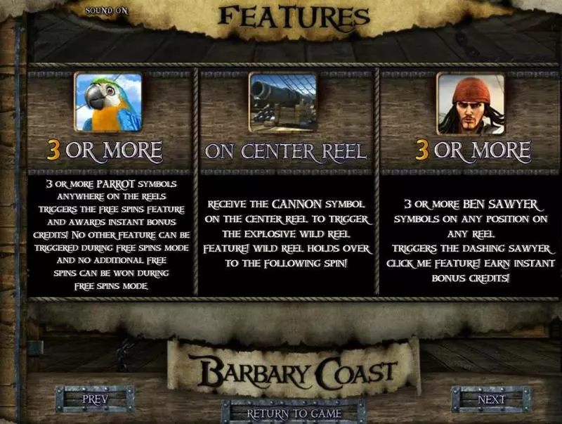 Barbary Coast BetSoft Slot Info and Rules