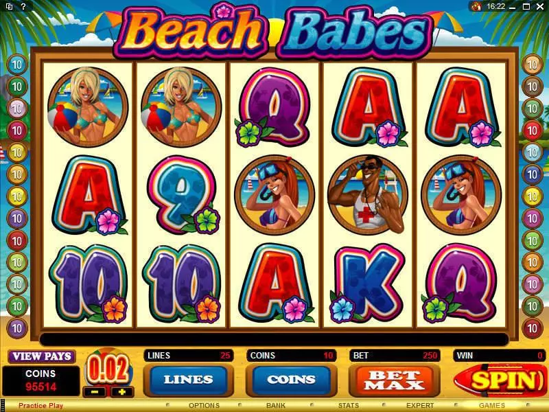 Beach Babes Microgaming Slot Main Screen Reels