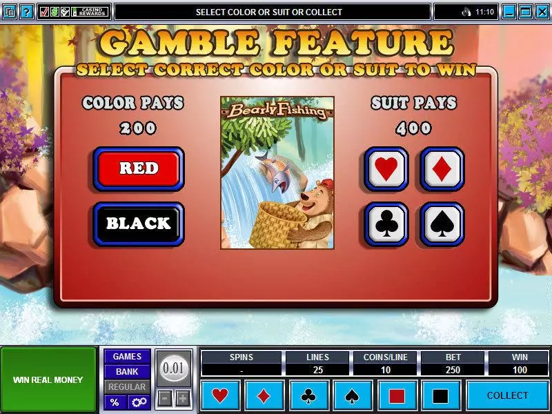 Bearly Fishing Microgaming Slot Gamble Screen