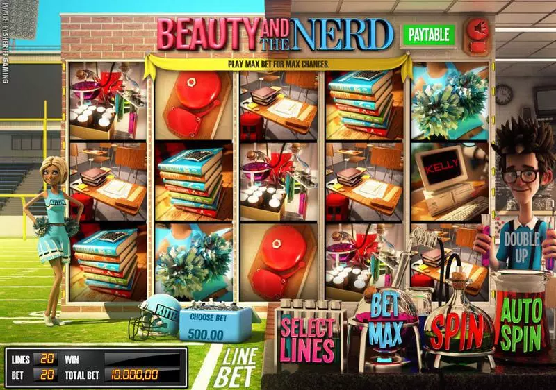 Beauty and the Nerd Sheriff Gaming Slot Main Screen Reels