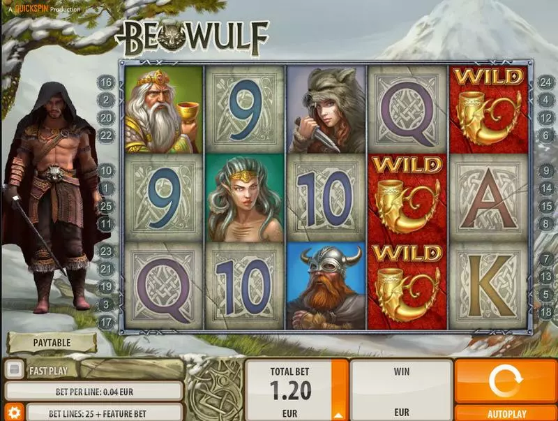 Beowulf Quickspin Slot Main Screen Reels