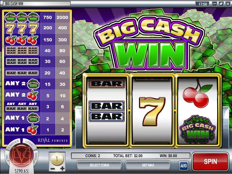 Big Cash Win Rival Slot Main Screen Reels