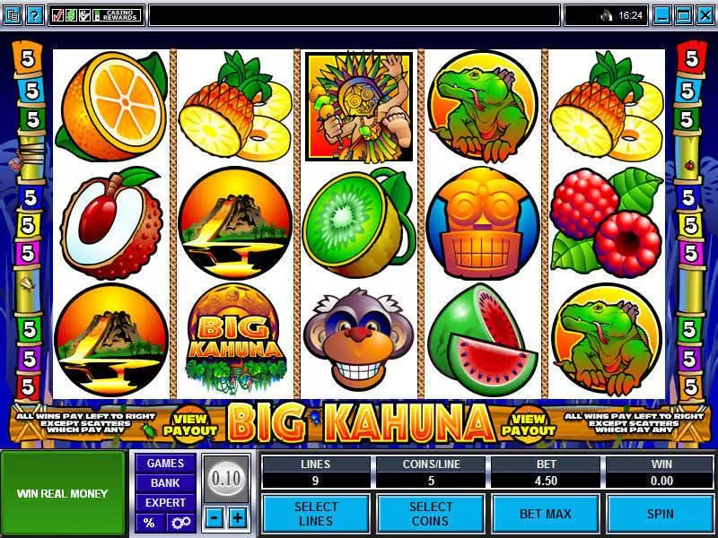 Big Kahuna Microgaming Slot Main Screen Reels