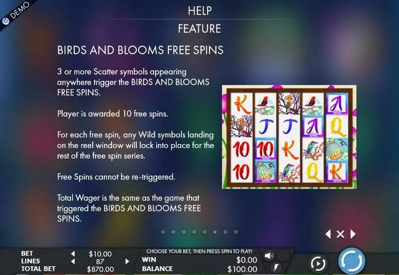Birds & Blooms Genesis Slot Info and Rules