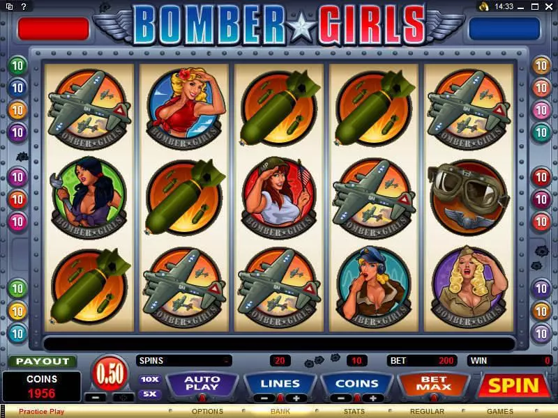 Bomber Girls Microgaming Slot Main Screen Reels