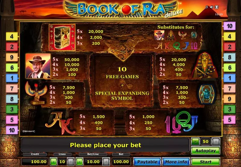 Book of Ra - Deluxe Novomatic Slot Info and Rules