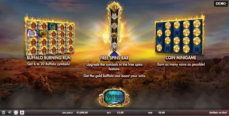 Buffalo On Fire! Red Rake Gaming Slot Info and Rules