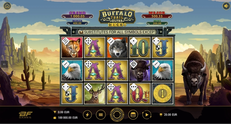 Buffalo Trail Ultra Dice BF Games Slot Main Screen Reels