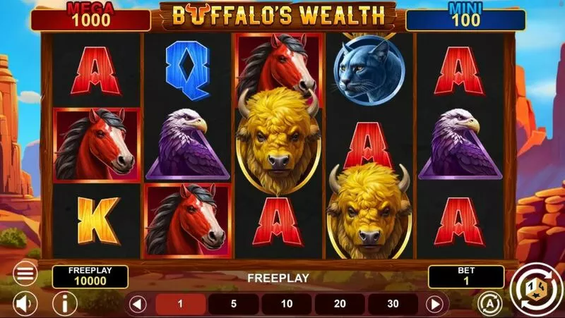 Buffalo's Wealth Win Spins 1Spin4Win Slot Main Screen Reels