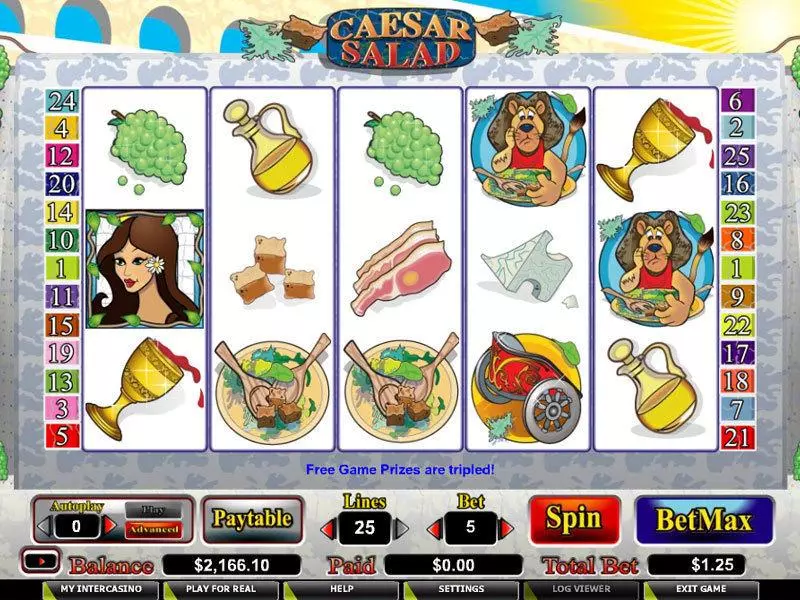Caesar Salad CryptoLogic Slot Main Screen Reels