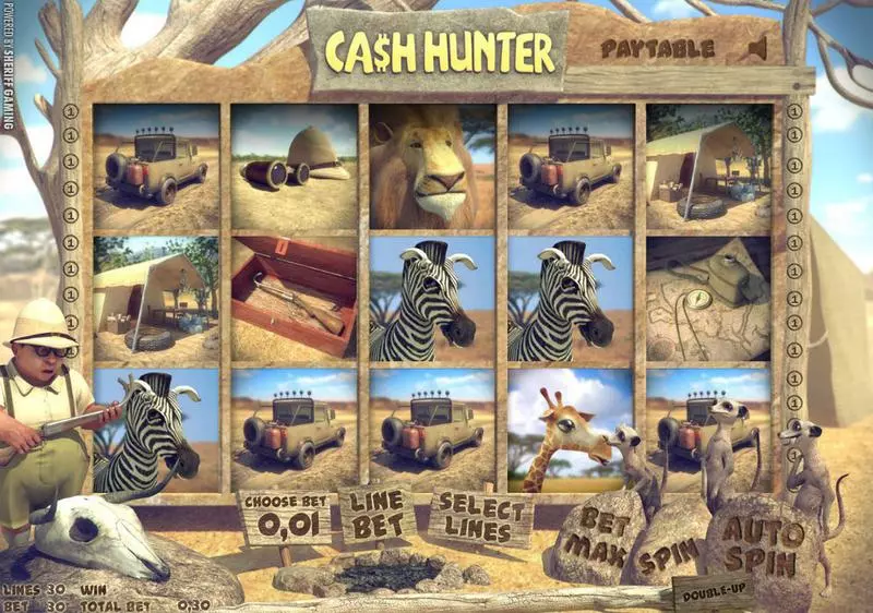 Ca$h Hunter Sheriff Gaming Slot Main Screen Reels