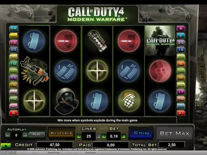 Call of Duty 4 bwin.party Slot Main Screen Reels