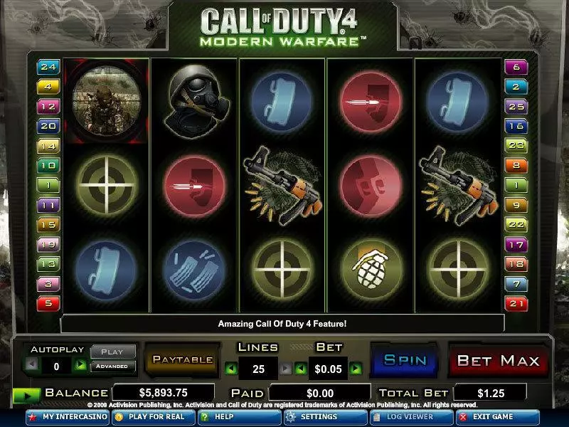 Call of Duty 4 CryptoLogic Slot Main Screen Reels