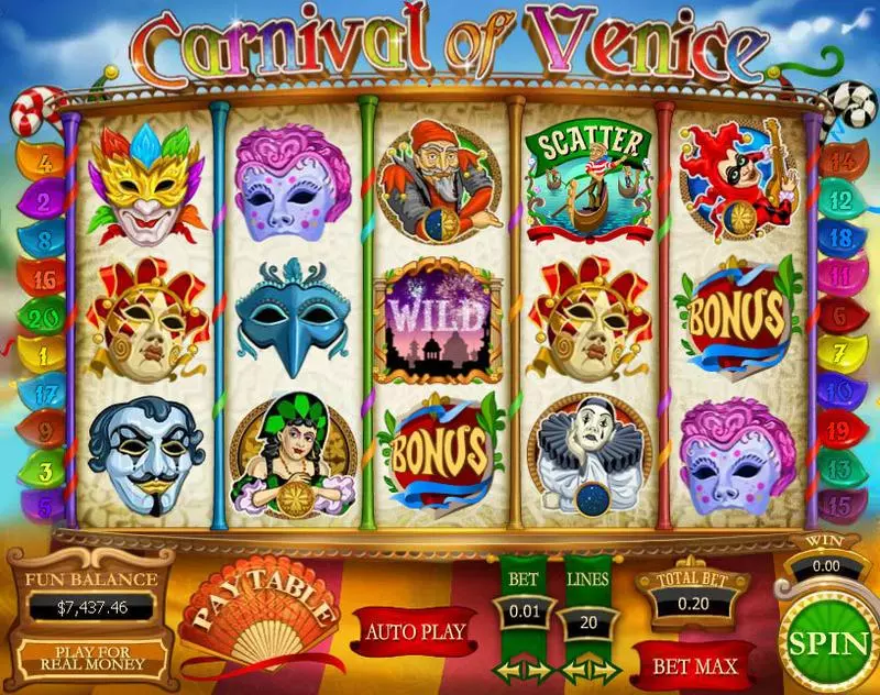 Carnival of Venice Topgame Slot Main Screen Reels