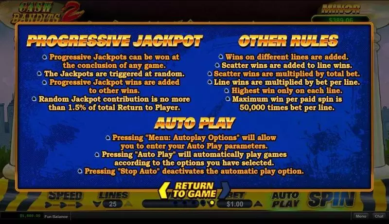 Cash Bandit 2 RTG Slot Info and Rules