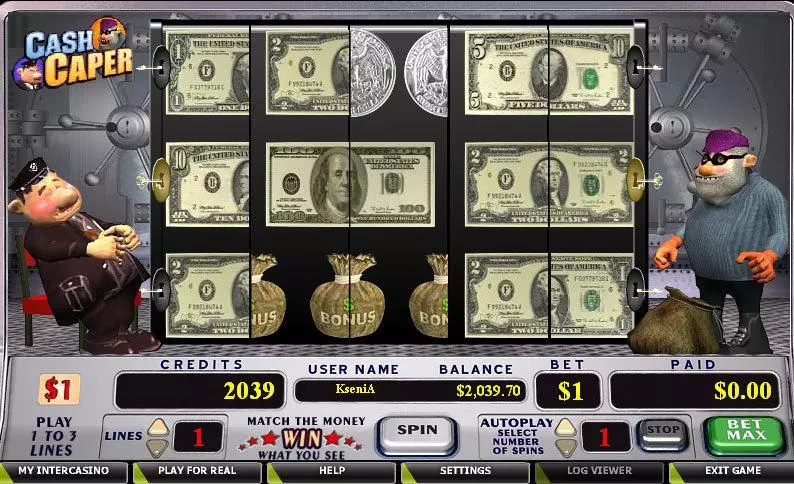 Cash Caper CryptoLogic Slot Main Screen Reels