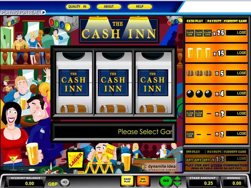 Cash Inn 1 Line Parlay Slot Main Screen Reels