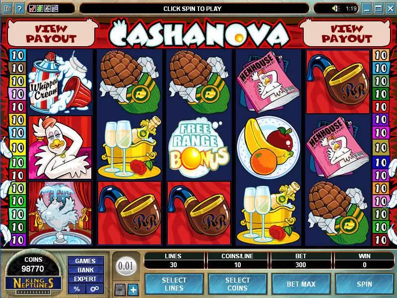 Cashanova Microgaming Slot Main Screen Reels