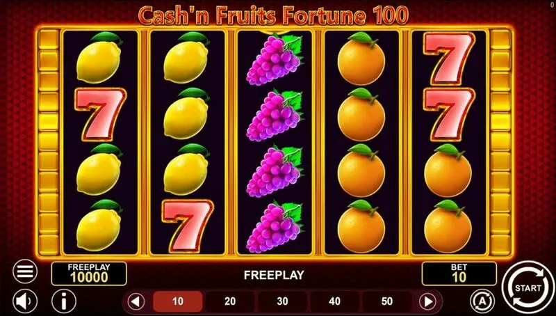 Cash'n Fruits Fortune 100 1Spin4Win Slot Main Screen Reels