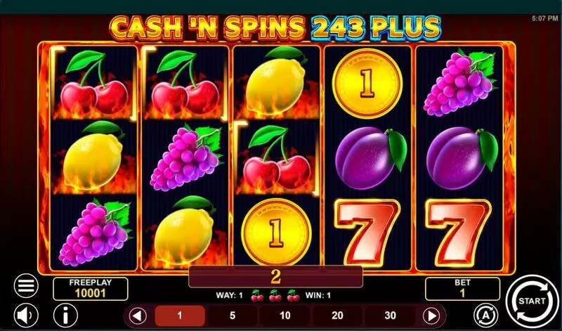 Cash'n Spins 243 Plus 1Spin4Win Slot Main Screen Reels