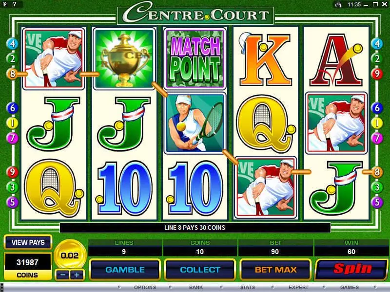 Centre Court Microgaming Slot Main Screen Reels