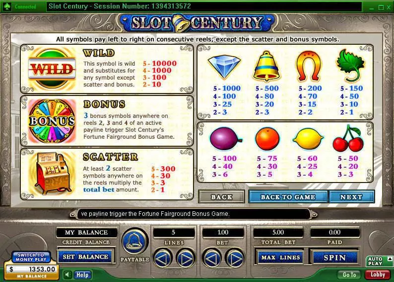 Century 888 Slot Info and Rules