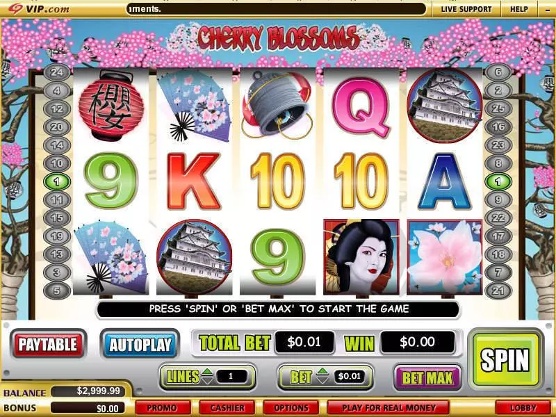 Cherry Blossoms WGS Technology Slot Main Screen Reels