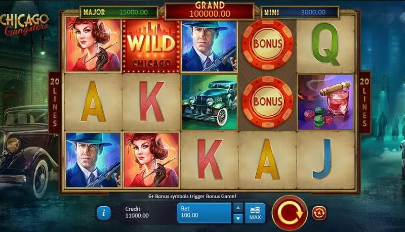 Chicago Gangsters Playson Slot Introduction Screen